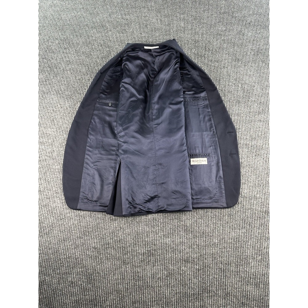 Vintage Yves Saint Laurent Wool Blazer 42r Navy B… - image 8